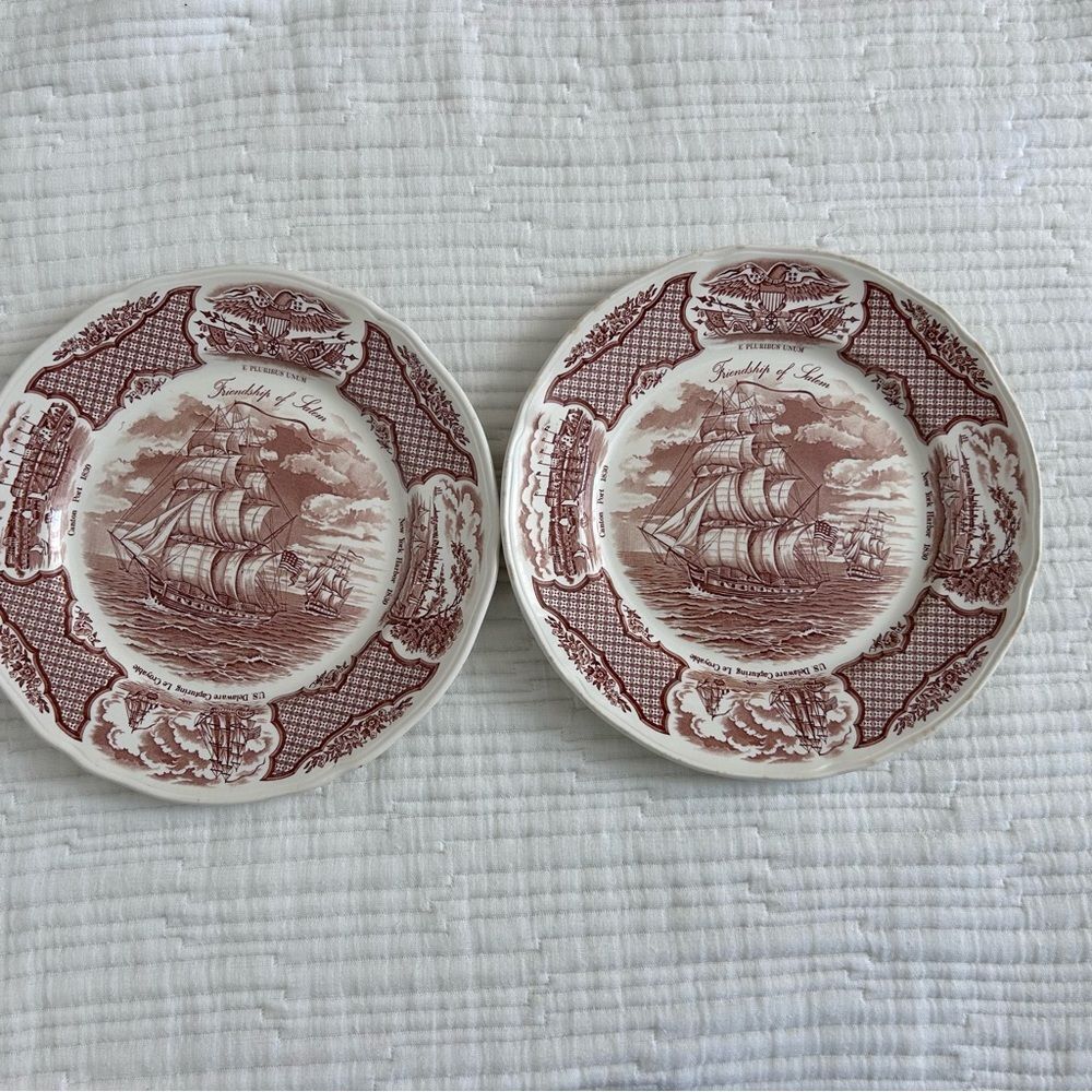 Vintage Fair Winds Friendship of Salem Dinner Plates Set of 2 Collectible